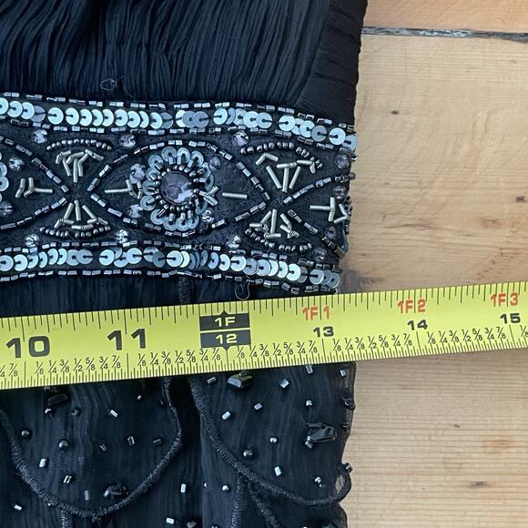 Vtg Y2K Sue Wong Black Silk Beaded Cocktail Dress 6 Vampy Witchy Fairy Grunge - Picture 12 of 12